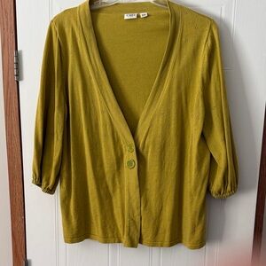 Cato Mustard Green V-Neck Two-Button Cardigan